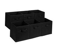 Amazon Basics Confezione da 6 cubi portaoggetti pieghevoli in tessuto, contenitori con maniglie, Nero, 33 x 33 x 33 cm