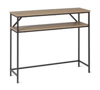 Amazon Basics - Consolle Rettangolare con Ripiano Portaoggetti, Struttura in Acciaio, 30cm (P) x 100cm (L) x 80cm (A), Finitura in Rovere