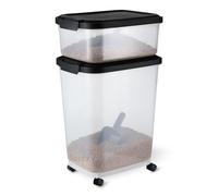 Amazon Basics, Contenitore per Cibo per Animali Domestici da, 15.8 kg + 4.5 kg,Trasparente e Nero