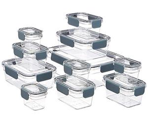Amazon Basics Contenitori per Alimenti in Plastica Tritan, Chiusura in Plastica Tritan, Ermetico, 22 Pezzi, Trasparente