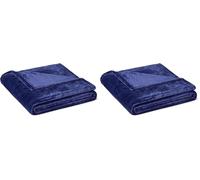 Amazon Basics Coperta in Pile Morbida e Confortevole per Divano, 127 x 152 cm, Blu Navy (Confezione da 2)
