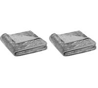 Amazon Basics Coperta in Pile Morbida e Confortevole per Divano, 127 x 152 cm, Grigio (Confezione da 2)