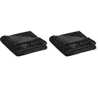 Amazon Basics Coperta in Pile Morbida e Confortevole per Divano, 127 x 152 cm, Nero (Confezione da 2)