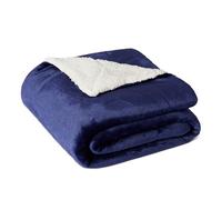 Amazon Basics Coperta Plaid in Pile Sherpa Reversibile per Divano, 127 x 152 cm, Blu Navy