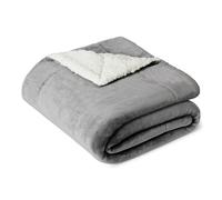 Amazon Basics Coperta Plaid in Pile Sherpa Reversibile per Divano, 127 x 152 cm, Grigio Scuro