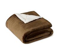 Amazon Basics Coperta Plaid in Pile Sherpa Reversibile per Divano, 127 x 152 cm, Marrone