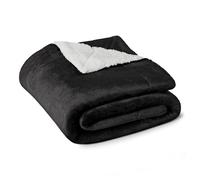 Amazon Basics Coperta Plaid in Pile Sherpa Reversibile per Divano, 127 x 152 cm, Nero