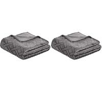Amazon Basics Copriletto in pile con motivo a rilievo, grigio, 150 x 200 cm (Confezione da 2)