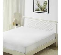 Amazon Basics Coprimaterasso con chiusura lampo, impermeabile e a prova di cimici, Piazze Francese, 140 x 200 x 30 cm, Bianco