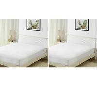 Amazon Basics Coprimaterasso con chiusura lampo, impermeabile e a prova di cimici, Piazze Francese, 140 x 200 x 30 cm, Bianco (Confezione da 2)