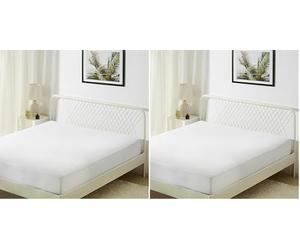 Amazon Basics Coprimaterasso con chiusura lampo, impermeabile e a prova di cimici, Piazze Francese, 140 x 200 x 30 cm, Bianco (Confezione da 2)