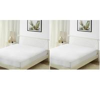 Amazon Basics Coprimaterasso Impermeabile Matrimoniale, Fascia Elastica Extra Profonda 45 cm, Lavabile e Silenzioso, 180 x 200 cm, Bianco (Confezione da 2)