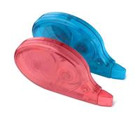 Amazon Basics, Correttore a Nastro, Confezione da 2, a Rullo, Formato Penna, Stile Mouse, Asciugatura Istantanea, Lunghezza 12m, Colori Rosso, Blu