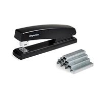 Amazon Basics - Cucitrice con 1000 Punti Metallici, Capacità 25 Fogli, Base in Gomma Antiscivolo, Ideale per Casa, Ufficio, Nero