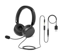Amazon Basics Cuffie Auricolari On-Ear con Filo e Microfono Regolabile, Porta da 3,5 mm o Controllo in Linea con Porta USB-A, Pieghevoli, Taglia Small/Medium, Colore Nero