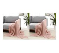 Amazon Basics decorativa per la stanza, lavorata a maglia Copriletto, 127 x 152 cm, Rosato Opaco (Confezione da 2)