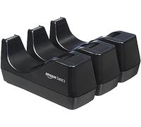 Amazon Basics Dispenser da Scrivania per Nastro Adesivo con Peso e Base Antiscivolo, Adatto per Nastro da Ufficio Largo 12mm e 19mm, Nero, Confezione da 3