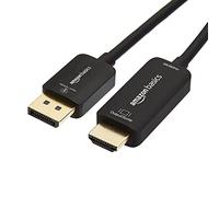 Amazon Basics DisplayPort to HDMI Adapter Cable for Monitors, Projector 1080p, 1920x1200, 4K@60Hz, 6 ft, Gold-Plated Plug, Black