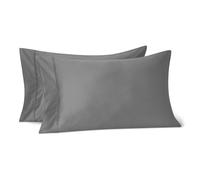 Amazon Basics Federa Deluxe, 100% Cotone Raso 400TC, Extra Morbida, 50 x 80 cm, Grigio Scuro