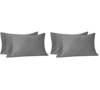 Amazon Basics Federa Deluxe, 100% Cotone Raso 400TC, Extra Morbida, 50 x 80 cm, Grigio Scuro (Confezione da 2)