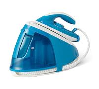 Amazon Basics Ferro da Stiro a Vapore con Caldaia e Pompa a 6 bar, Colpo di Vapore 240g/min, Vapore Continuo 120g/min, Serbatoio da 1,5 L, 2400 W, Colore Bianco/Blu