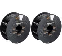Amazon Basics Filamento per stampanti 3D, PETG, 1.75 mm, nero, 1 kg per bobina (Confezione da 2)