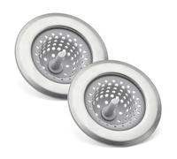 Amazon Basics Filtro per Lavello da Cucina, Acciaio Inossidabile e Silicone, Filtro Scarico Anti-Intasamento, Lavabile in Lavastoviglie, Resistente alla Ruggine, Grigio, Confezione da 2