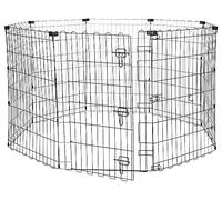 Amazon Basics Foldable Octagonal Metal Exercise Dog Playpen - Indoor/Outdoor, Single Door, Medium (8 Panels, 24 x 36), Easy to assemble and store, 36" - Medium, Black
