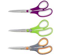 Amazon Basics - Forbici in Acciaio Inox Multiuso con Impugnatura Confortevole, Rivestimento PVD, Confezione da 3, Adatte per Ufficio, Casa e Cucina, Multicolore