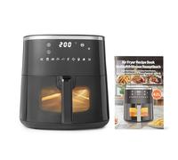 Amazon Basics - Friggitrice ad Aria 4,2L, con Finestra Trasparente, 8 Menu Preimpostati, 1500W, Nero