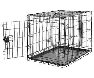 Amazon Basics Gabbia per cani in metallo, Pieghevole,Rimovibile, con vassoio di base e sportello singolo, Nero, 91 x 58 x 64 cm