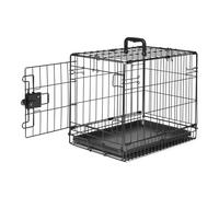 Amazon Basics - Gabbia per Cani Resistente e Pieghevole in Filo Metallico con Vassoio, Porta Singola, 46 x 32 x 38 cm, Nera