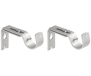 Amazon Basics Ganci per Staffa da Parete Robusti e Regolabili, per Bastoni per Tenda da 2,5 cm, Set di 2, Finitura in Argento Nichelato
