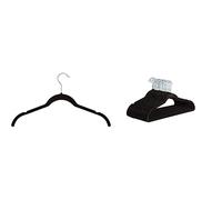 Amazon Basics Gruccia In Velluto Con Portapantaloni, 30 Pezzi, Nero & Gruccia In Velluto Per Abiti E Camicie, 50 Pezzi, Nero