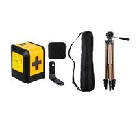 Amazon Basics Kit Livella Laser & Treppiede, Linee Incrociate Autolivellante Verde 18m con Treppiede Alluminio 127cm, per Quadri, Piastrellatura, Mensole, Edilizia, Interno ed Esterno