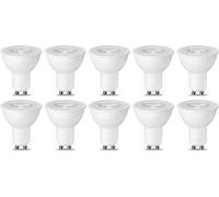 Amazon Basics Lampadina LED GU10, 5.5W (equivalenti a 50W), Luce Bianca Calda, Dimmerabile- Confezione da 10, reflector, plastic