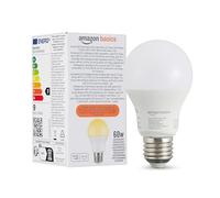 Amazon Basics Lampadina LED intelligente A60, dimmerabile, attacco E27, bianco caldo, WiFi da 2,4 GHz, 8.5 W, compatibile solo con Alexa, 1 confezione