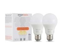 Amazon Basics Lampadina LED intelligente, dimmerabile, attacco E27, bianco caldo, 8W (60W Equivalent), compatibile solo con Alexa, 2 confezione