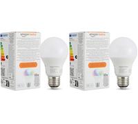 Amazon Basics Lampadina LED intelligente, multicolore, con attacco E27, 8W (equivalente a 60W), compatibile solo con Alexa, 1 confezione (Confezione da 2)