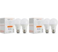 Amazon Basics Lampadina LED intelligente, multicolore, con attacco E27, 8W (equivalente a 60W), compatibile solo con Alexa, 2 confezione (Confezione da 2)