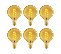 Amazon Basics Lampadina LED vintage E27, in vetro ambrato, dallo stile antico retrò, G93, 4 W (equivalente a 25 W), 1800 K, luce ultra calda per la decorazione, confezione da 6