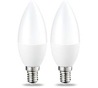 Amazon Basics Lampadina piccola a candela, a LED, attacco Edison E14 (SES), 4.9 W (equivalente a 40 W), luce bianca calda, non dimmerabili, confezione da 2