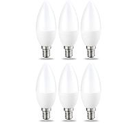 Amazon Basics Lampadina piccola a candela, a LED, attacco Edison E14 (SES), 5.5 W (equivalente a 40 W), luce bianca calda, non dimmerabili, confezione da 6