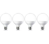 Amazon Basics Lampadine a LED, attacco Edison E27, a forma di globo, G93, 14,5 W (equivalenti a 100 W), Luce Bianca Calda, non dimmerabili, confezione da 4