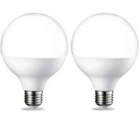 Amazon Basics Lampadine a LED, attacco Edison E27, a forma di globo, G93, 14,5 W (equivalenti a 100 W), Luce Bianca Calda, non dimmerabili, confezione da 2