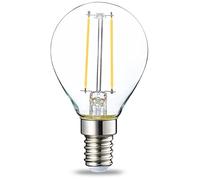 Amazon Basics lampadine a LED con attacco Edison E14piccole a forma di pallina da golf P45 da 2 W(equivalenti a 25W) con filamento in vetro trasparente non dimmerabili, Confezione da 6, Bianco Caldo