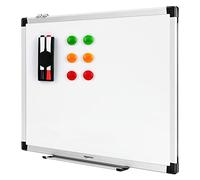 Amazon Basics - Lavagna Bianca Magnetica Cancellabile a Secco, con Vassoio Portapenne, Cornice in Alluminio, Bacheca Magnetica, Montaggio a Parete Adesivo, per Casa, Ufficio, Scuola, 60cm x 45cm