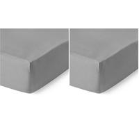 Amazon Basics Lenzuolo con Angoli Matrimoniale Cotone Raso 400 Fili, con altezza da 30cm, 160 x 200 cm, Grigio Scuro (Confezione da 2)