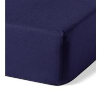 Amazon Basics Lenzuolo con angoli Matrimoniale in Cotone Biologico, 180 x 200 cm, Blu Navy
