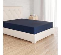 Amazon Basics Lenzuolo con angoli Piazza e Mezzo, 135 x 190 x 30 cm, in 100% Microfibra con altezza da 30cm, Blu Navy